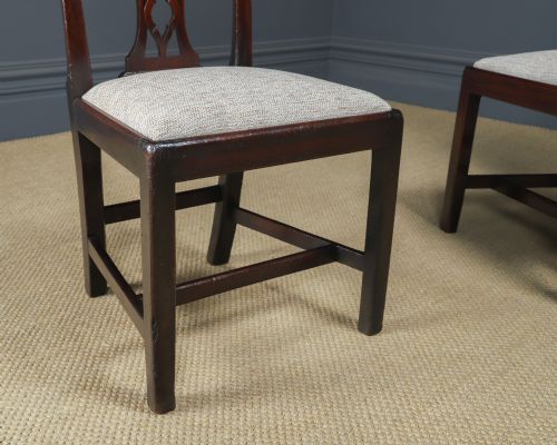 fig 3. Antique English Pair of Georgian Thomas Chippendale Mahogany Office Desk Dining Chairs (Circa 1820)