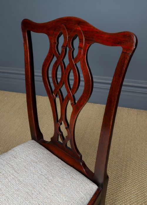 fig 4. Antique English Pair of Georgian Thomas Chippendale Mahogany Office Desk Dining Chairs (Circa 1820)