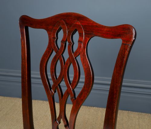 fig 6. Antique English Pair of Georgian Thomas Chippendale Mahogany Office Desk Dining Chairs (Circa 1820)