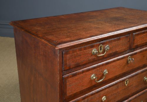 SMALL ANTIQUE ENGLISH GEORGIAN OAK MAHOGANY CROSSBANDED BACHELORS CHEST OF DRAWERS CIRCA 1780 - ADDITIONAL PHOTO 1