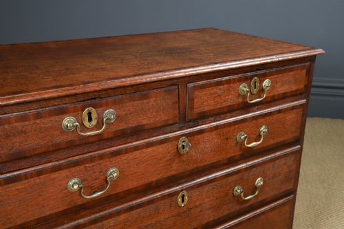 SMALL ANTIQUE ENGLISH GEORGIAN OAK MAHOGANY CROSSBANDED BACHELORS CHEST OF DRAWERS CIRCA 1780 - ADDITIONAL PHOTO 2