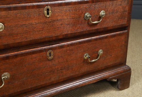 SMALL ANTIQUE ENGLISH GEORGIAN OAK MAHOGANY CROSSBANDED BACHELORS CHEST OF DRAWERS CIRCA 1780 - ADDITIONAL PHOTO 3