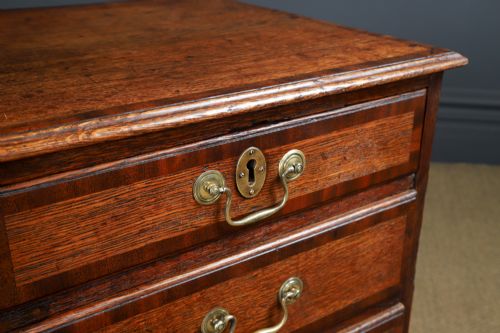 SMALL ANTIQUE ENGLISH GEORGIAN OAK MAHOGANY CROSSBANDED BACHELORS CHEST OF DRAWERS CIRCA 1780 - ADDITIONAL PHOTO 7