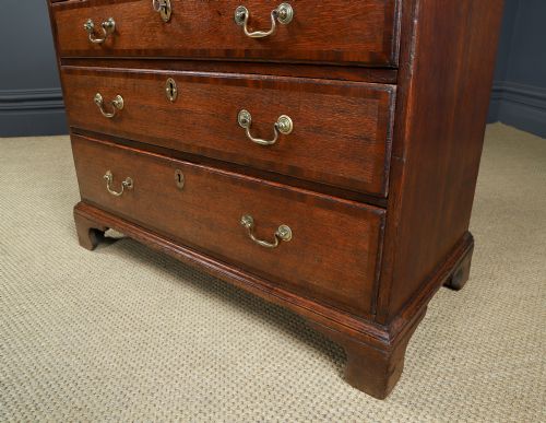 SMALL ANTIQUE ENGLISH GEORGIAN OAK MAHOGANY CROSSBANDED BACHELORS CHEST OF DRAWERS CIRCA 1780 - ADDITIONAL PHOTO 14