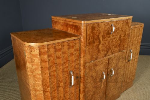 ANTIQUE ENGLISH ART DECO SATINWOOD ELECTRIC COCKTAIL DRINKS CABINET SIDEBOARD BY HARRY LOU EPSTEIN CIRCA 1930 - ADDITIONAL PHOTO 4