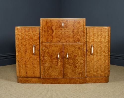 ANTIQUE ENGLISH ART DECO SATINWOOD ELECTRIC COCKTAIL DRINKS CABINET SIDEBOARD BY HARRY LOU EPSTEIN CIRCA 1930 - ADDITIONAL PHOTO 10