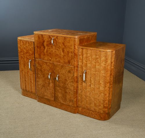 ANTIQUE ENGLISH ART DECO SATINWOOD ELECTRIC COCKTAIL DRINKS CABINET SIDEBOARD BY HARRY LOU EPSTEIN CIRCA 1930 - ADDITIONAL PHOTO 11