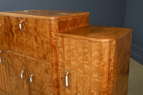 ANTIQUE ENGLISH ART DECO SATINWOOD ELECTRIC COCKTAIL DRINKS CABINET SIDEBOARD BY HARRY LOU EPSTEIN CIRCA 1930 - ADDITIONAL PHOTO 12