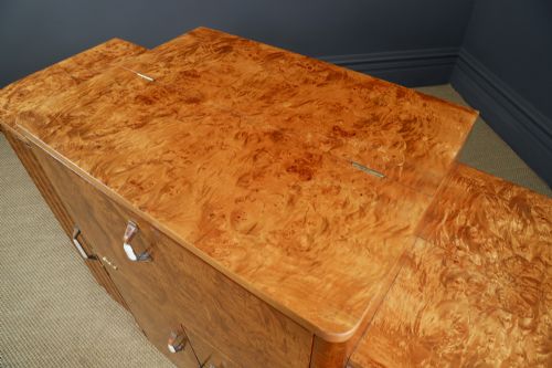 ANTIQUE ENGLISH ART DECO SATINWOOD ELECTRIC COCKTAIL DRINKS CABINET SIDEBOARD BY HARRY LOU EPSTEIN CIRCA 1930 - ADDITIONAL PHOTO 13