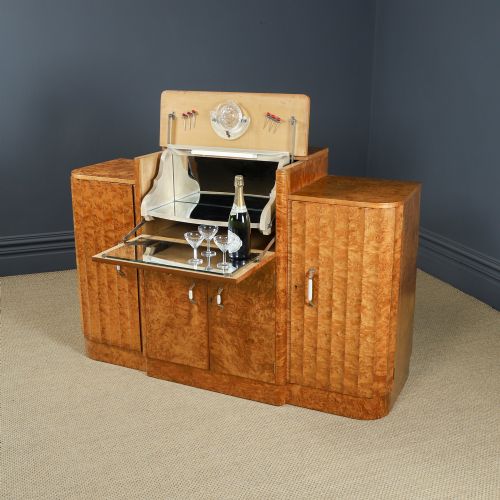 ANTIQUE ENGLISH ART DECO SATINWOOD ELECTRIC COCKTAIL DRINKS CABINET SIDEBOARD BY HARRY LOU EPSTEIN CIRCA 1930 - ADDITIONAL PHOTO 20