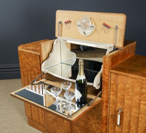 ANTIQUE ENGLISH ART DECO SATINWOOD ELECTRIC COCKTAIL DRINKS CABINET SIDEBOARD BY HARRY LOU EPSTEIN CIRCA 1930 - ADDITIONAL PHOTO 21