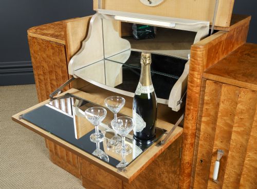 ANTIQUE ENGLISH ART DECO SATINWOOD ELECTRIC COCKTAIL DRINKS CABINET SIDEBOARD BY HARRY LOU EPSTEIN CIRCA 1930 - ADDITIONAL PHOTO 22