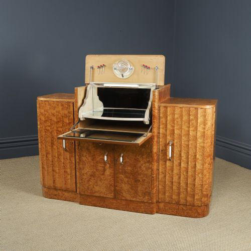 ANTIQUE ENGLISH ART DECO SATINWOOD ELECTRIC COCKTAIL DRINKS CABINET SIDEBOARD BY HARRY LOU EPSTEIN CIRCA 1930 - ADDITIONAL PHOTO 24