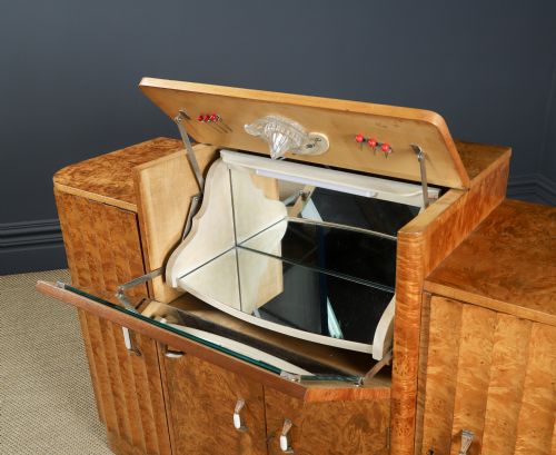 ANTIQUE ENGLISH ART DECO SATINWOOD ELECTRIC COCKTAIL DRINKS CABINET SIDEBOARD BY HARRY LOU EPSTEIN CIRCA 1930 - ADDITIONAL PHOTO 25
