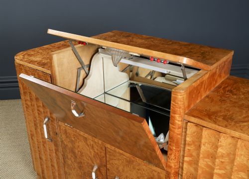 ANTIQUE ENGLISH ART DECO SATINWOOD ELECTRIC COCKTAIL DRINKS CABINET SIDEBOARD BY HARRY LOU EPSTEIN CIRCA 1930 - ADDITIONAL PHOTO 26