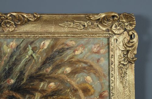 LARGE MID CENTURY BELGIUM IMPRESSIONIST OIL PAINTING PICTURE OF A FLORAL DISPLAY BY AMILE COPPIETERS CIRCA 1961 - ADDITIONAL PHOTO 2
