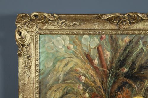 LARGE MID CENTURY BELGIUM IMPRESSIONIST OIL PAINTING PICTURE OF A FLORAL DISPLAY BY AMILE COPPIETERS CIRCA 1961 - ADDITIONAL PHOTO 4