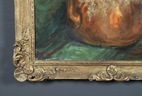 LARGE MID CENTURY BELGIUM IMPRESSIONIST OIL PAINTING PICTURE OF A FLORAL DISPLAY BY AMILE COPPIETERS CIRCA 1961 - ADDITIONAL PHOTO 6