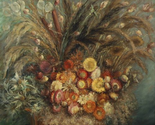 LARGE MID CENTURY BELGIUM IMPRESSIONIST OIL PAINTING PICTURE OF A FLORAL DISPLAY BY AMILE COPPIETERS CIRCA 1961 - ADDITIONAL PHOTO 9