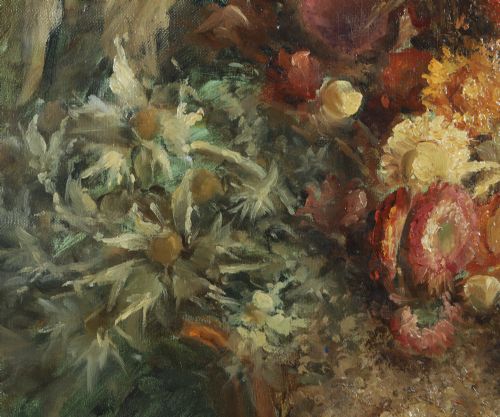 LARGE MID CENTURY BELGIUM IMPRESSIONIST OIL PAINTING PICTURE OF A FLORAL DISPLAY BY AMILE COPPIETERS CIRCA 1961 - ADDITIONAL PHOTO 10
