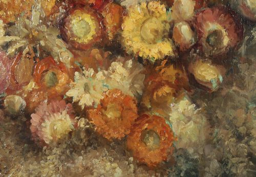 LARGE MID CENTURY BELGIUM IMPRESSIONIST OIL PAINTING PICTURE OF A FLORAL DISPLAY BY AMILE COPPIETERS CIRCA 1961 - ADDITIONAL PHOTO 13