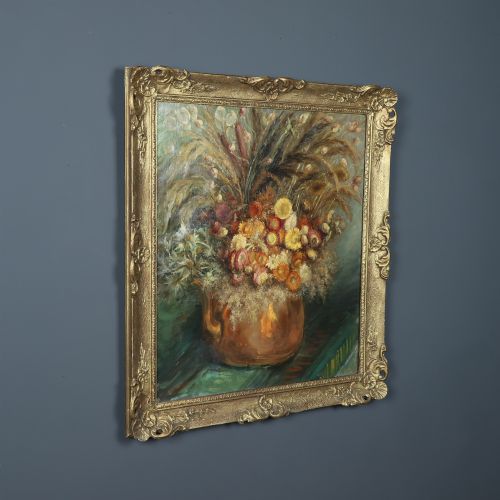 LARGE MID CENTURY BELGIUM IMPRESSIONIST OIL PAINTING PICTURE OF A FLORAL DISPLAY BY AMILE COPPIETERS CIRCA 1961 - ADDITIONAL PHOTO 14