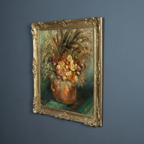 LARGE MID CENTURY BELGIUM IMPRESSIONIST OIL PAINTING PICTURE OF A FLORAL DISPLAY BY AMILE COPPIETERS CIRCA 1961 - ADDITIONAL PHOTO 16