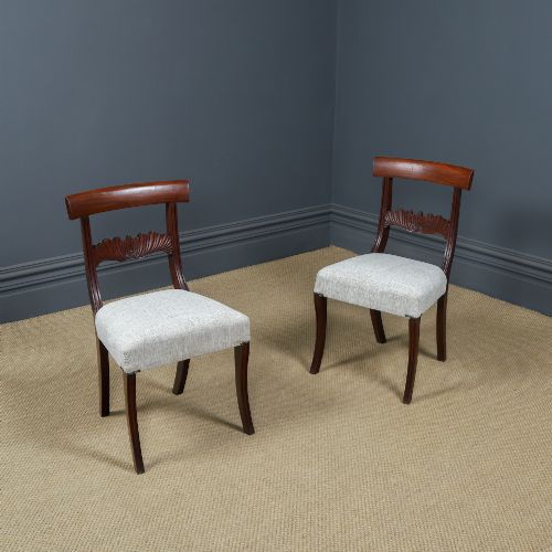 Antique English Georgian Regency Pair of Mahogany Bar Back Dining / Desk Chairs (Circa 1830)