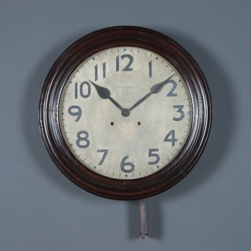 LARGE ANTIQUE JAPANESE 20 MAHOGANY TRADEMARK RAILWAY STATION SCHOOL WALL CLOCK CHIMING STRIKING - ADDITIONAL PHOTO 4