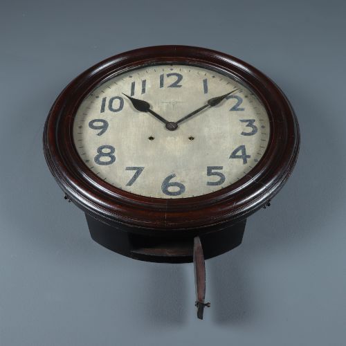 LARGE ANTIQUE JAPANESE 20 MAHOGANY TRADEMARK RAILWAY STATION SCHOOL WALL CLOCK CHIMING STRIKING - ADDITIONAL PHOTO 5