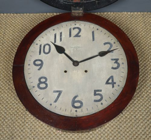 LARGE ANTIQUE JAPANESE 20 MAHOGANY TRADEMARK RAILWAY STATION SCHOOL WALL CLOCK CHIMING STRIKING - ADDITIONAL PHOTO 6