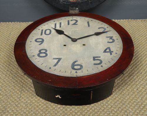 LARGE ANTIQUE JAPANESE 20 MAHOGANY TRADEMARK RAILWAY STATION SCHOOL WALL CLOCK CHIMING STRIKING - ADDITIONAL PHOTO 7