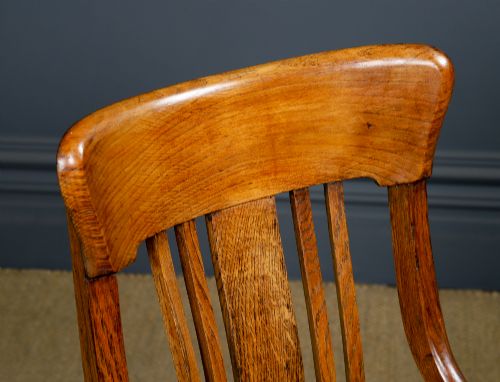 fig 3. Antique English George V Oak & Green Leather Revolving Armless Small Office Desk Side Chair (Circa 1920)