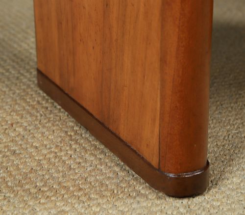 ANTIQUE ENGLISH ART DECO RECTANGULAR WALNUT LEATHER CREAM DRESSING TABLE STOOL PIANO STOOL CIRCA 1930 - ADDITIONAL PHOTO 4