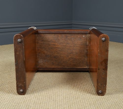 ANTIQUE ENGLISH ART DECO RECTANGULAR WALNUT LEATHER CREAM DRESSING TABLE STOOL PIANO STOOL CIRCA 1930 - ADDITIONAL PHOTO 9