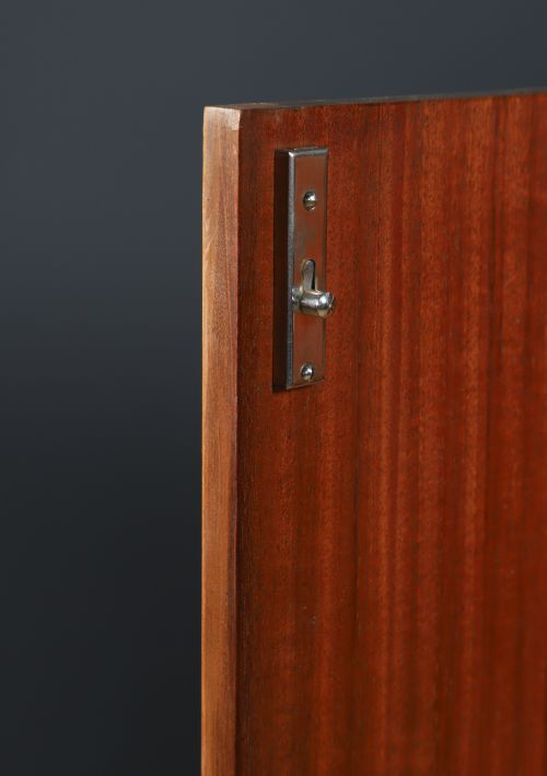 SMALL ANTIQUE ENGLISH ART DECO WALNUT TWO DOOR TALLBOY COMPACTUM ARMOIRE CIRCA 1930 - ADDITIONAL PHOTO 8