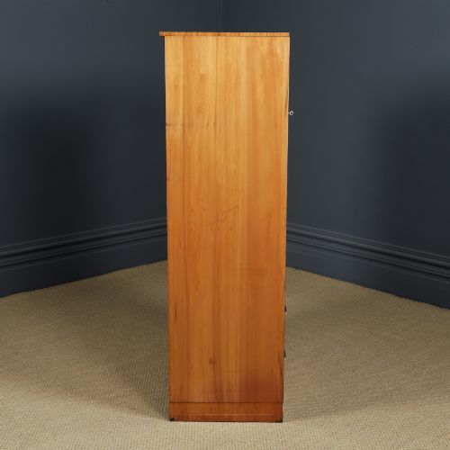 SMALL ANTIQUE ENGLISH ART DECO WALNUT TWO DOOR TALLBOY COMPACTUM ARMOIRE CIRCA 1930 - ADDITIONAL PHOTO 9