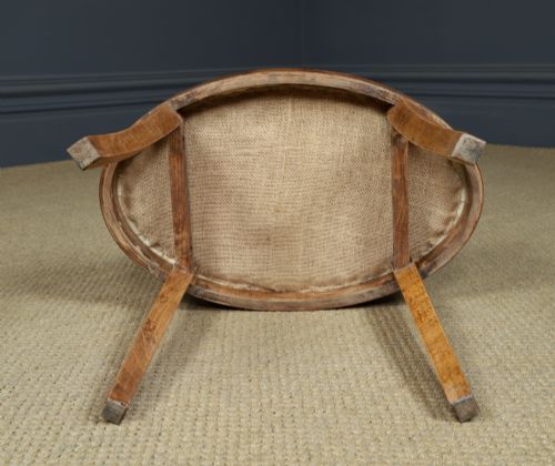 ANTIQUE ENGLISH ART DECO OVAL BIRDS EYE MAPLE LEATHER CREAM DRESSING TABLE STOOL CIRCA 1930 - ADDITIONAL PHOTO 13