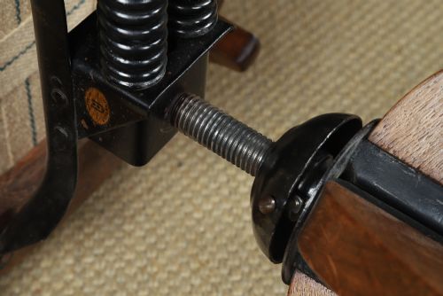 ANTIQUE ENGLISH EDWARDIAN OAK GREEN LEATHER UPHOLSTERED REVOLVING OFFICE DESK ARM CHAIR CIRCA 1910 - ADDITIONAL PHOTO 12