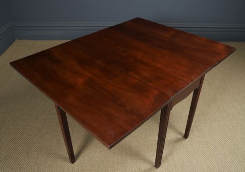 ANTIQUE ENGLISH GEORGIAN MAHOGANY DROP LEAF FOLDING CENTRE DINING TABLE CIRCA 1800 - ADDITIONAL PHOTO 2