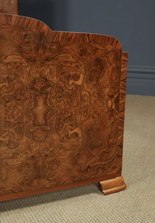 ANTIQUE ENGLISH ART DECO BURR WALNUT 4FT 6 CURVED CLOUD SHAPED DOUBLE SIZE BED CIRCA 1930 - ADDITIONAL PHOTO 3
