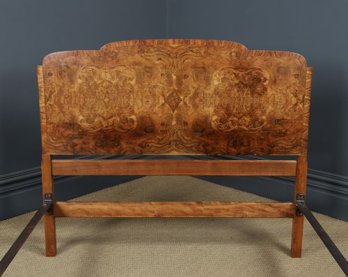 ANTIQUE ENGLISH ART DECO BURR WALNUT 4FT 6 CURVED CLOUD SHAPED DOUBLE SIZE BED CIRCA 1930 - ADDITIONAL PHOTO 6