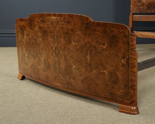 ANTIQUE ENGLISH ART DECO BURR WALNUT 4FT 6 CURVED CLOUD SHAPED DOUBLE SIZE BED CIRCA 1930 - ADDITIONAL PHOTO 8