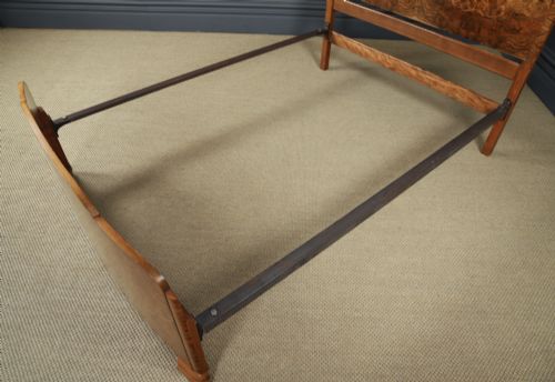 ANTIQUE ENGLISH ART DECO BURR WALNUT 4FT 6 CURVED CLOUD SHAPED DOUBLE SIZE BED CIRCA 1930 - ADDITIONAL PHOTO 10