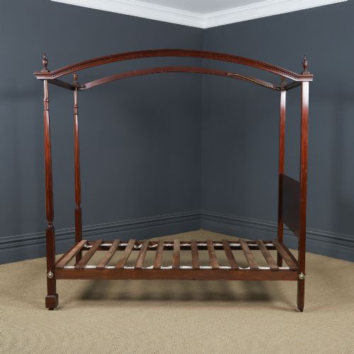 ANTIQUE ENGLISH EDWARDIAN MAHOGANY 3FT 6 LARGE SINGLE FOUR POSTER BED BY HEALS OF LONDON CIRCA 1910 - ADDITIONAL PHOTO 13