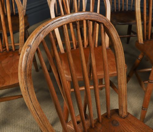 ANTIQUE ENGLISH SET OF 12 TWELVE ASH ELM WINDSOR HOOP STICK BACK KITCHEN DINING CHAIRS CIRCA 1910 - ADDITIONAL PHOTO 5