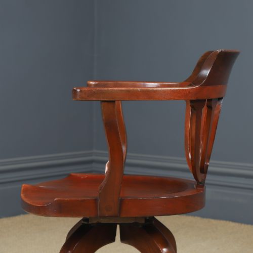 ANTIQUE ENGLISH VICTORIAN MAHOGANY REVOLVING SWIVEL OFFICE DESK ARM CHAIR CIRCA 1880 - ADDITIONAL PHOTO 6