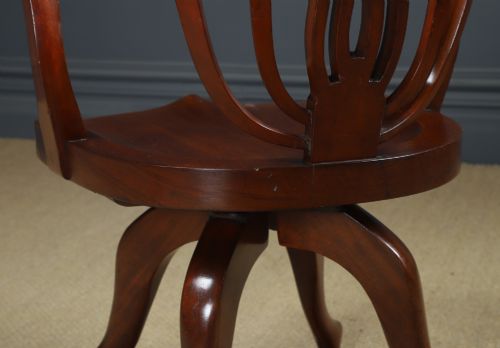 ANTIQUE ENGLISH VICTORIAN MAHOGANY REVOLVING SWIVEL OFFICE DESK ARM CHAIR CIRCA 1880 - ADDITIONAL PHOTO 9