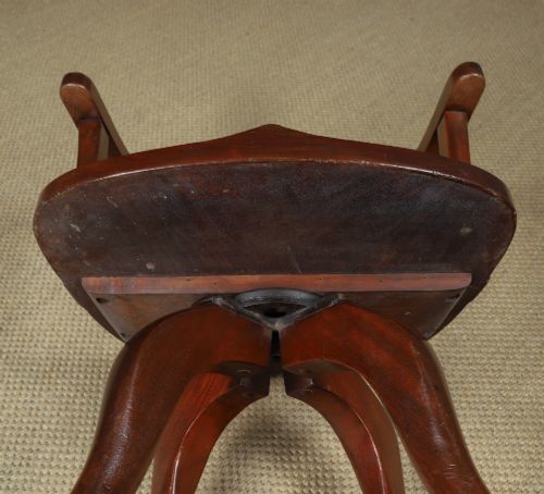 ANTIQUE ENGLISH VICTORIAN MAHOGANY REVOLVING SWIVEL OFFICE DESK ARM CHAIR CIRCA 1880 - ADDITIONAL PHOTO 13