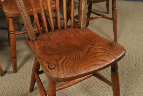 ANTIQUE ENGLISH SET OF 8 EIGHT ASH ELM WINDSOR HOOP STICK BACK KITCHEN DINING CHAIRS CIRCA 1910 - ADDITIONAL PHOTO 2